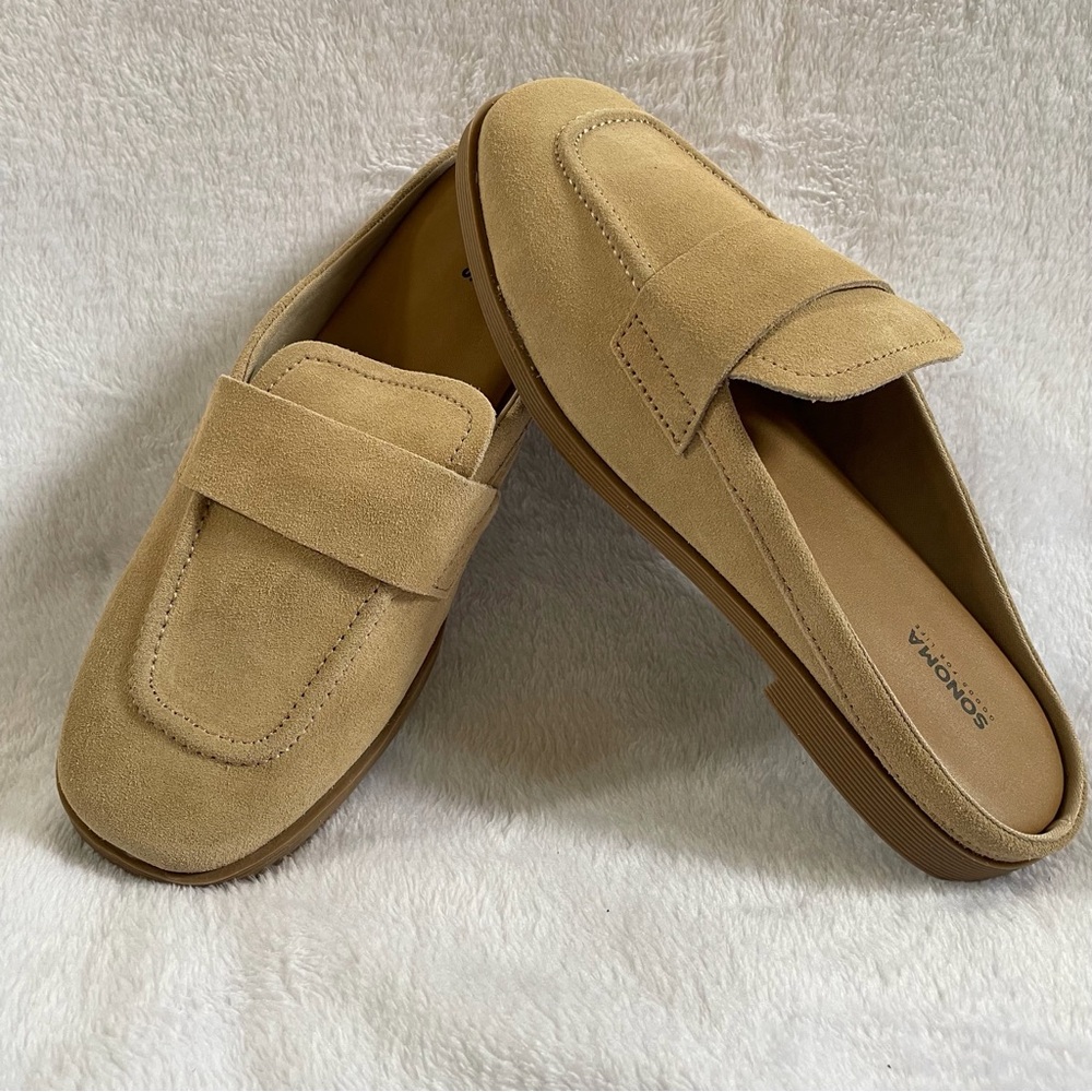 Sonoma Genuine Suede Size 8.5 Slip On Flat Women’s Shoe Taupe Norma NIB